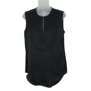 Equipment Femme Black Sleeveless Blouse Key Hole Front With Button Closure S -XS